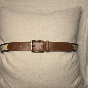 BROOKS BROTHER 346 PLAID CLOTH WITH BROWN LEATHER TABS MENS 36